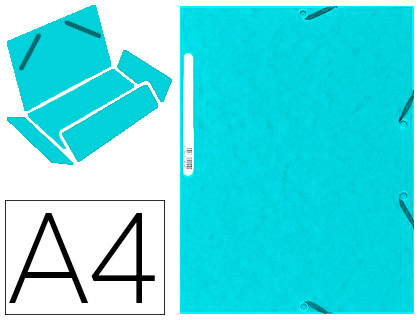 CHEMISE EXACOMPTA CARTE LUSTRE 5/10E 400G 3 RABATS ET LASTIQUE A4 FORMAT 240X320MM COLORIS TURQUOISE