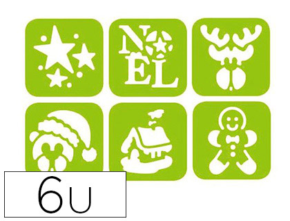 POCHOIR GRAINE CREATIVE NOEL 145X145MM MODELES ASSORTIS LOT6 UNITES