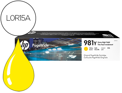 CARTOUCHE HP 981Y JET D'ENCRE L0R15A PAGEWIDE COULEUR JAUNE 16000P