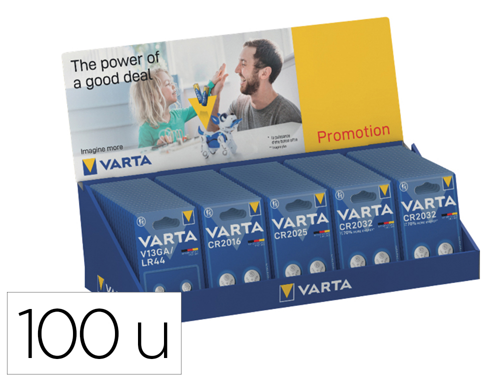 PRESENTOIR COMPTOIR VARTA PILE LITHIUM BLISTER ASSORTIS 100 UNITES