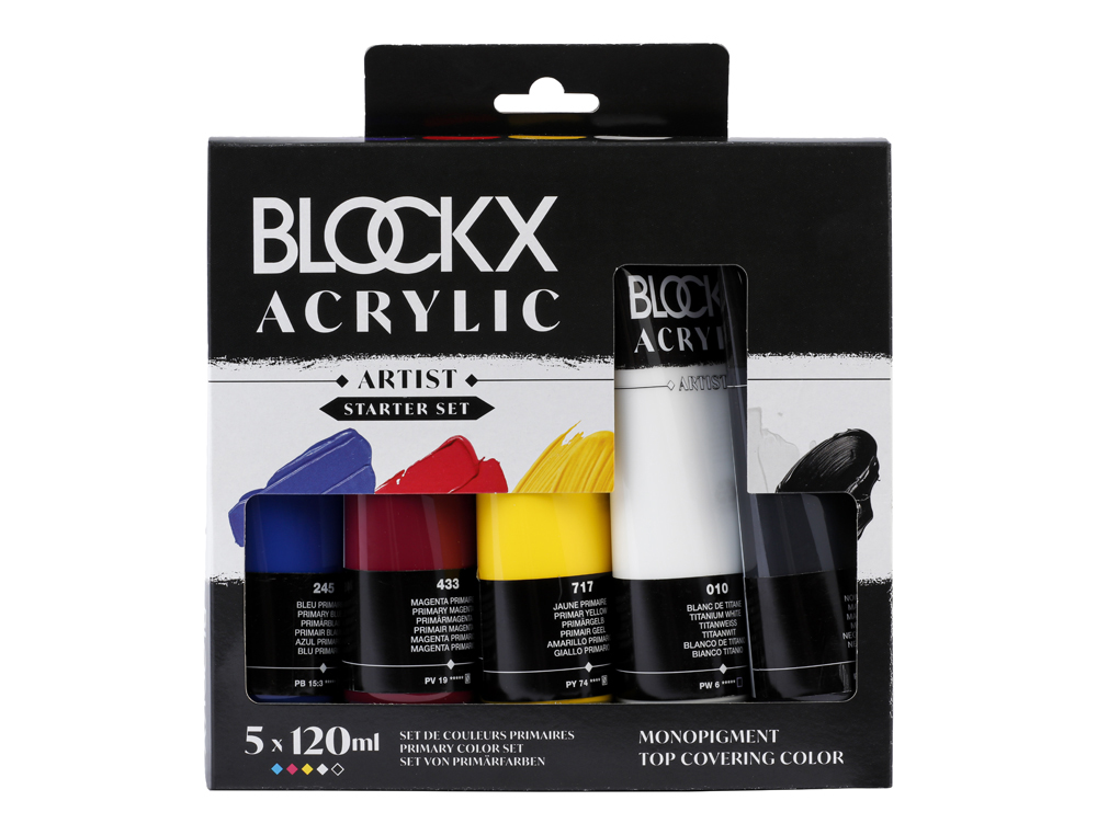 PEINTURE ACRYLIQUE CLAIREFONTAINE COULEURS       PRIMAIRES TUBE 120ML SET 5    UNITES