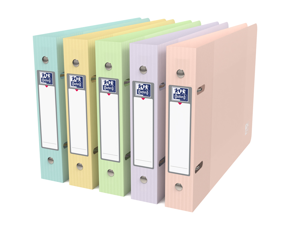 CLASSEUR OXFORD SCHOOL LIFE A5 PAYSAGE DOS 30MM 2 ANNEAUX ROND PP COLORIS ASSORTIS      PASTEL OPAQUE LOT 10 UNITES