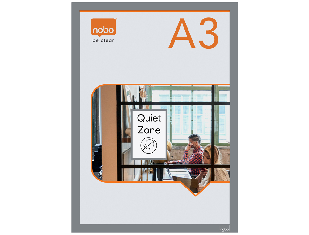 PORTE-AFFICHE NOBO MAGNETIQUE AUTOCOLLANT A3 CADRE COLORIS  GRIS