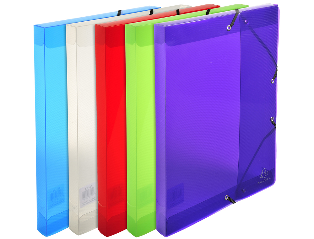 BOITE CLASSEUR EXACOMPTA A4 PP CRYSTAL COLOURS FERMETURE  ELASTIQUE DOS 25MM COLORIS    ASSORTIS