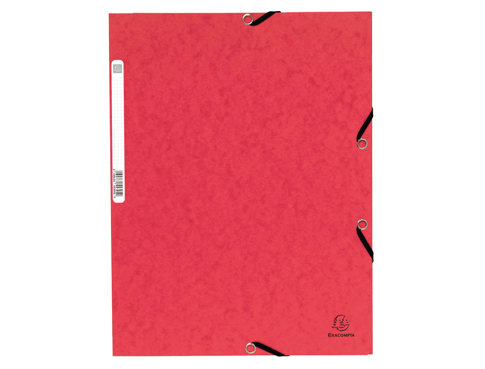 CHEMISE EXACOMPTA 3 RABATS CARTE LUSTREE 355GR A4        FERMETURE ELASTIQUE ETIQUETTE COLORIS ROUGE LOT 10 UNITES