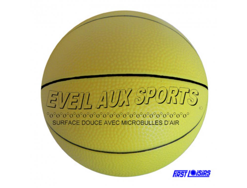BALLON D EVEIL FIRST LOISIRS BASKET BALL SPORTS COLLECTIFS MOUSSE PVC 17CM 200 G