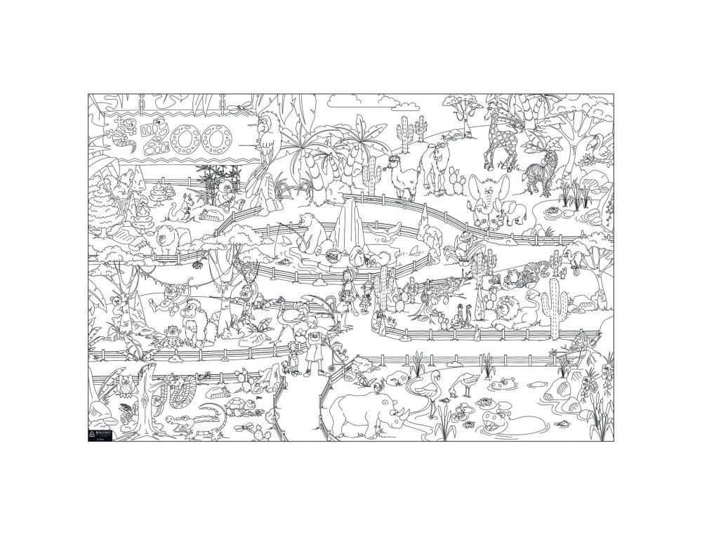 COLORIAGE GEANT BOUCHUT LE ZOO 120X80CM PAPIER 150G      IMPRESSION NOIR