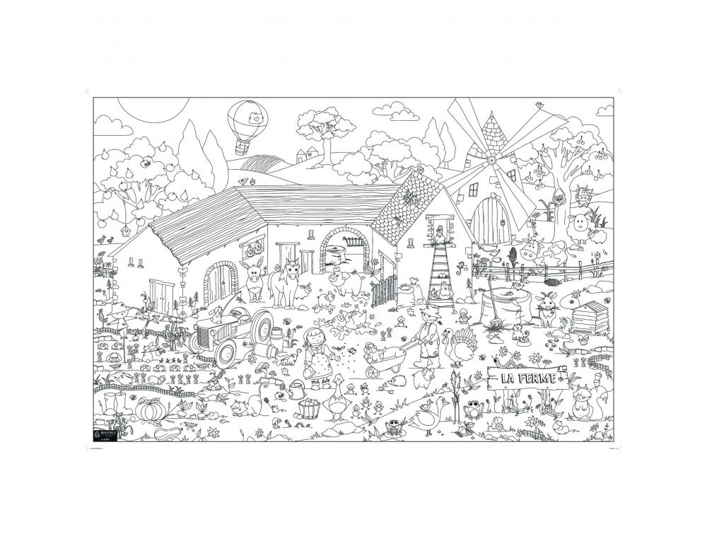 COLORIAGE GEANT BOUCHUT LA FERME 120X80CM PAPIER 150G    IMPRESSION NOIR