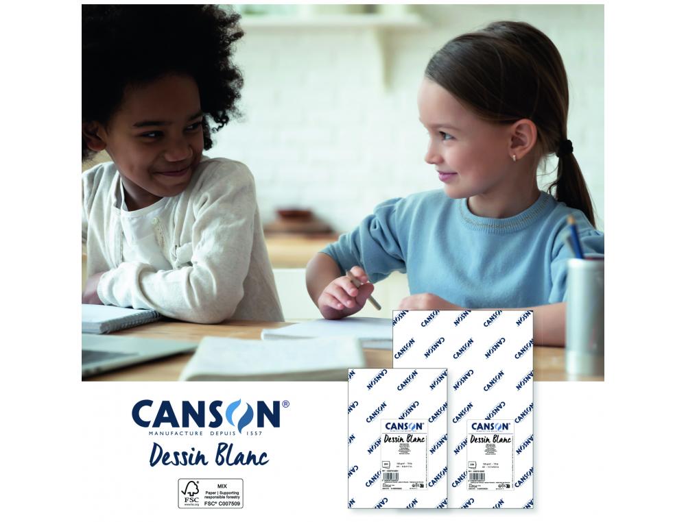 RAMETTE PAPIER DESSIN CANSON A GRAIN 50X65 CM 200G 125     FEUILLES