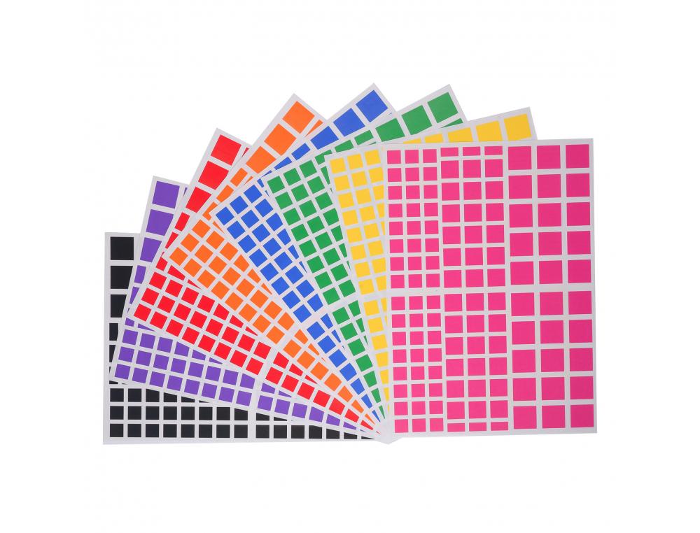 GOMMETTE CARREE CLEOPATRE MULTI TAILLES ADHESIF         PERMANENT PLANCHE 8 COLORIS   ASSORTIS 2268 GOMMETTES