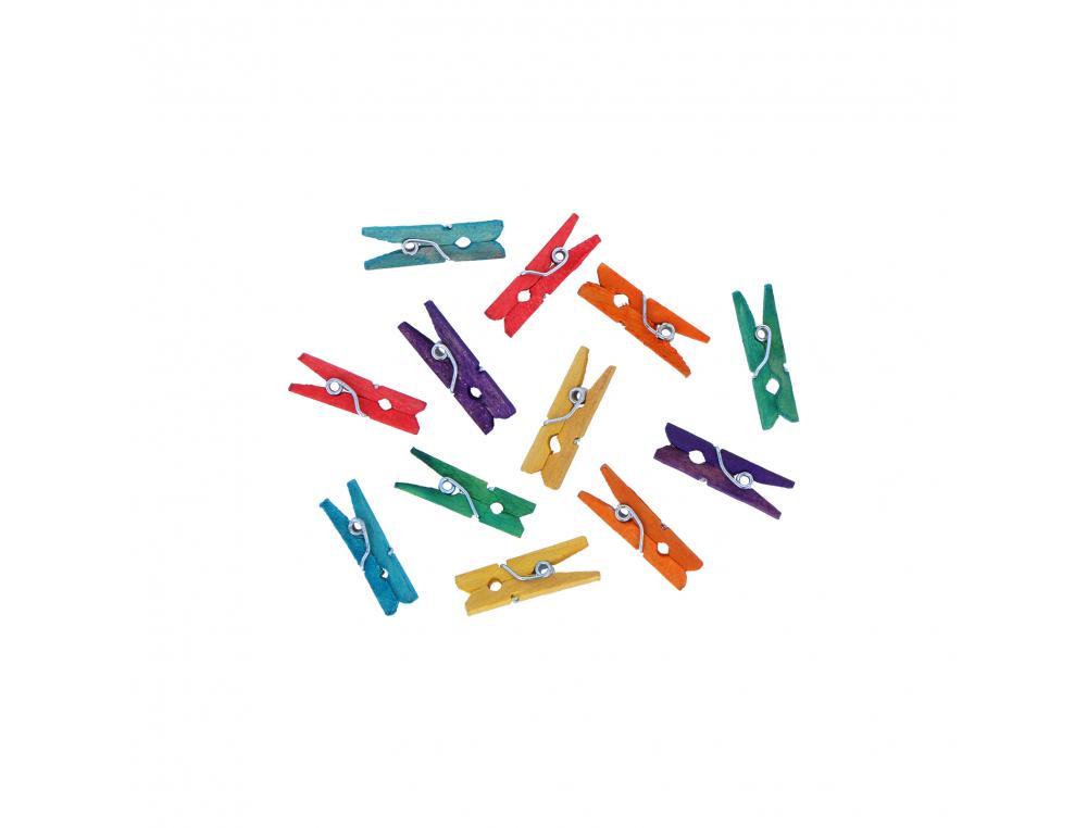 PINCE A LINGE BOIS INNSPIRO MINI 3CM 6 COLORIS ASSORTIS   LOT DE 45