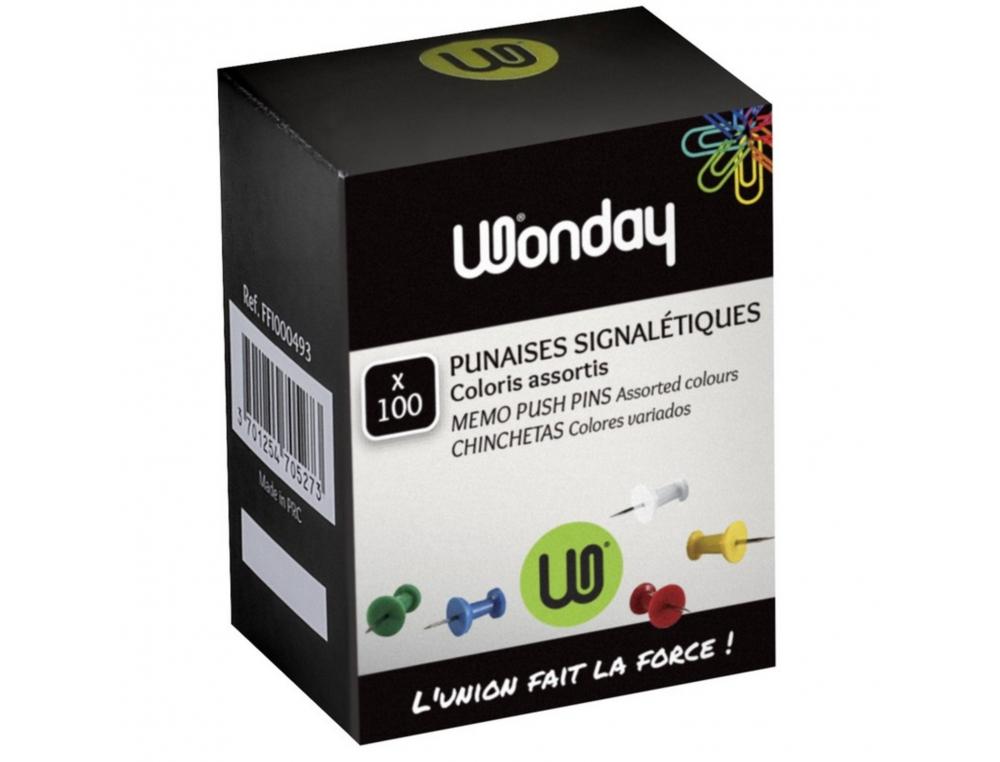 EPINGLE WONDAY PUSH-PIN'S COLORIS ASSORTIS BOITE 100    UNITES