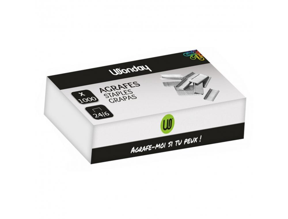 BOITE DE 1000 AGRAFES WONDAY N 24/6 GALVANISEES CAPACITE D AGRAFAGE 1 MM