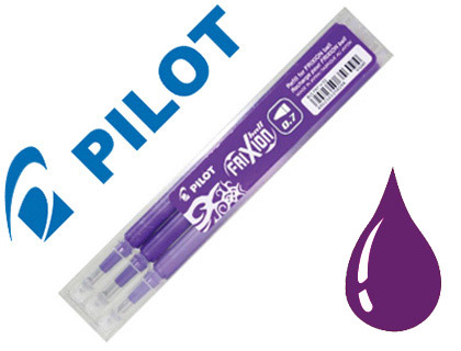 RECHARGE ROLLER PILOT FRIXION BALL CRITURE MOYENNE 0.7MM ENCRE EFFAABLE COLORIS VIOLET SET DE 3 UNITS