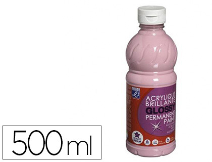 PEINTURE ACRYLIQUE LEFRANC BOURGEOIS GLOSSY FLUIDE BRILLANTE INDLBILE MULTI-SUPPORTS ROSE BONBON FLACON 500ML