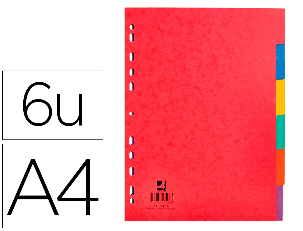 INTERCALAIRE Q-CONNECT CARTE LUSTRÉE 225G 6 POSITIONS A4 210X297MM