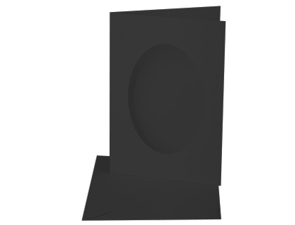 CARTE PASSE PARTOUT FOLIA FENTRE OVAL 220G 11X18CM PHOTO 9X13CM/10X15CM CONTIENT ENVELOPPES COLORIS NOIR LOT 3U