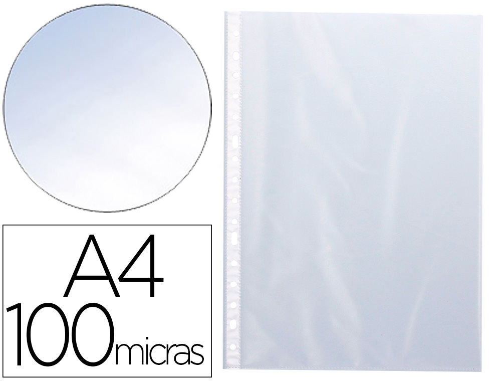 POCHETTE Q-CONNECT POLYPROPYLNE LISSE 10/100E ECO PERFORE ANTISTATIQUE A4 210X297MM SACHET 100 UNITS