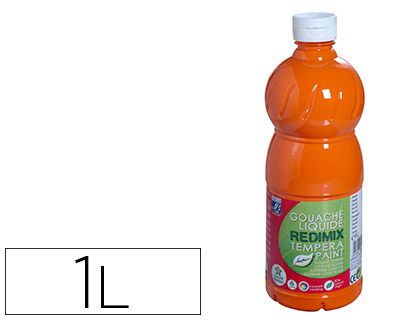 GOUACHE LEFRANC BOURGEOIS LIQUIDE REDIMIX NON TOXIQUE FLUIDE COUVRANTE PRTE  L'EMPLOI ORANGE FLACON 1000ML