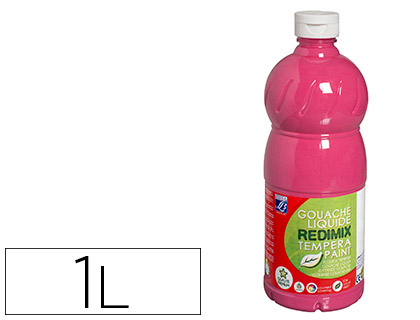 GOUACHE LEFRANC BOURGEOIS LIQUIDE REDIMIX NON TOXIQUE FLUIDE COUVRANTE PRTE  L'EMPLOI ROSE TYRIEN FLACON 1000ML