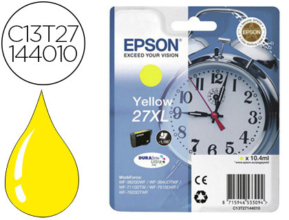 CARTOUCHE EPSON T2714 JET D'ENCRE C13T27144010 COULEUR JAUNE HAUTE CAPACIT 1100P