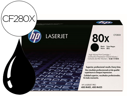 TONER LASER HP 80A CF280X POUR LASERJET PRO 400M401/400M425 COULEUR NOIR 6900P
