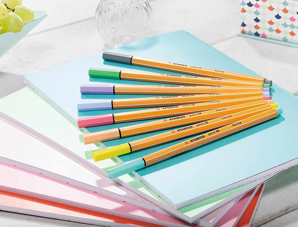 STYLO-FEUTRE STABILO POINT 88 POINTE FINE COLORIS ASSORTIS  PASTEL LOT DE 10 POCHETTES DE 15U