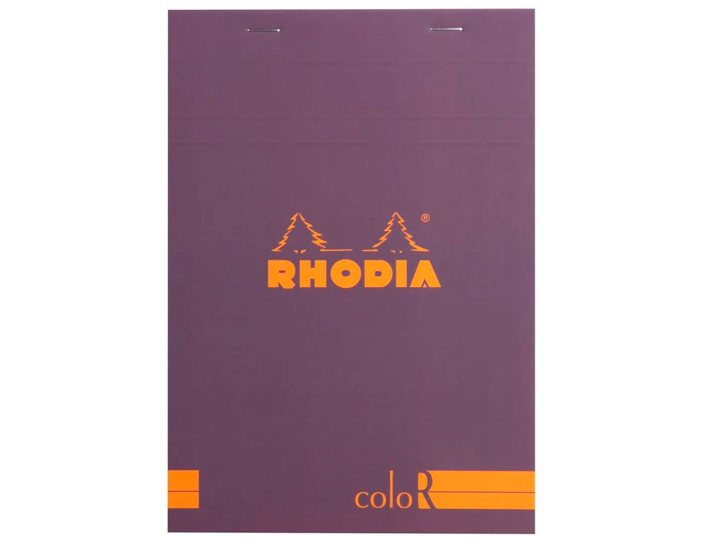 BLOC AGRAFÉ RHODIA COLOR N.16 A5 14.8x21CM COUVERTURE PELLICULÉE VIOLET 70F 90G LIGNÉ MICROPERFORÉ VIOLET