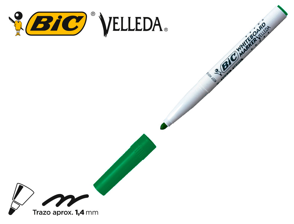 MARQUEUR BIC VELLEDA 1741 EFFAÇABLE POINTE OGIVE TRACÉ 2MM ENCRE CÉTONE FORMAT STYLO GRANDE LONGÉVITÉ VERT