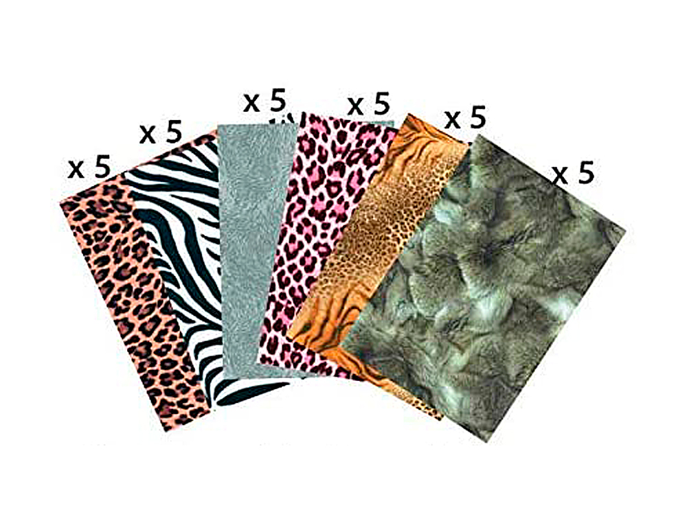 FEUILLE DÉCOPATCH SCOLAIRE 30X40CM THÈME PEAUX D'ANIMAUX POCHETTE 30 UNITÉS