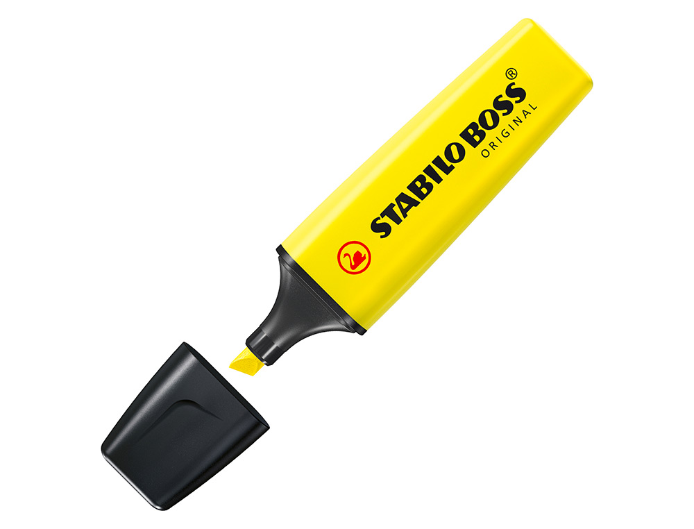 SURLIGNEUR STABILO BOSS TRACÉ 2/5MM POINTE BISEAUTÉE ENCRE UNIVERSELLE BASE EAU RÉSISTANTE LUMIÈRE COLORIS JAUNE