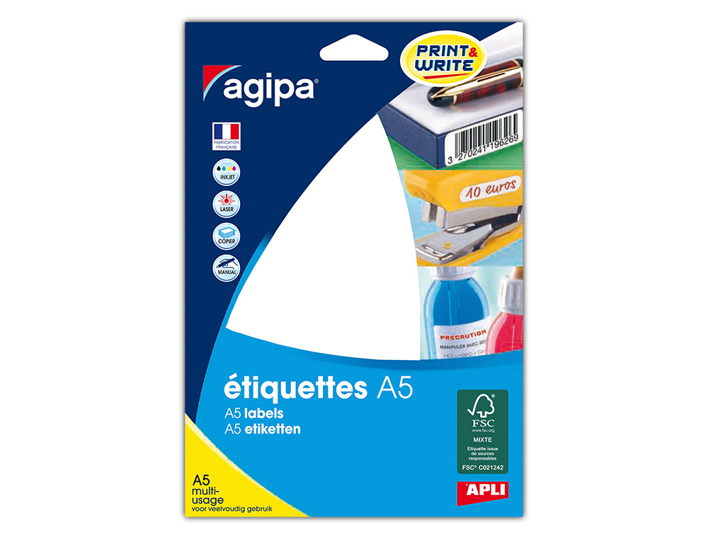 PASTILLE ADHÉSIVE APLI AGIPA DIAMÈTRE 24MM PERMANENTE COLORIS BLANC ÉTUI A5 640 UNITÉS