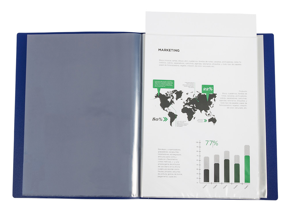 PROTEGE-DOCUMENTS LIDERPAPEL PERSONNALISABLE KANGOUROU POLYPROPYLENE 30 POCHETTES FIXES A4 COLORIS BLEU