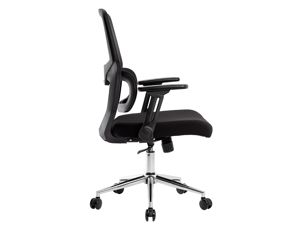 FAUTEUIL ERGONOMIQUE Q-CONNECT LUCCA MAILLE BASE METAL CHROME HAUTEUR MAX 1090MM LARGEUR 700MM PROF 650MM COLORIS NOIR