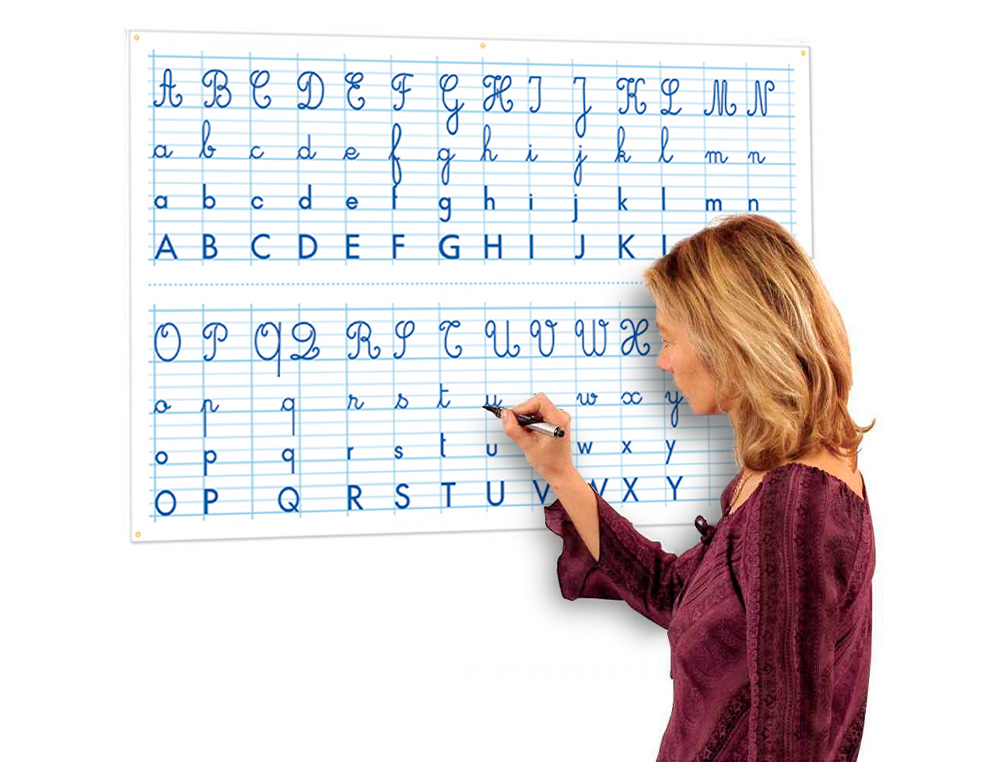 TABLEAU ALPHABET ET SEYES RECTO/VERSO BOUCHUT GRANDREMY PELLICULE EFFACABLE 5 OEILLETS DE SUSPENSION