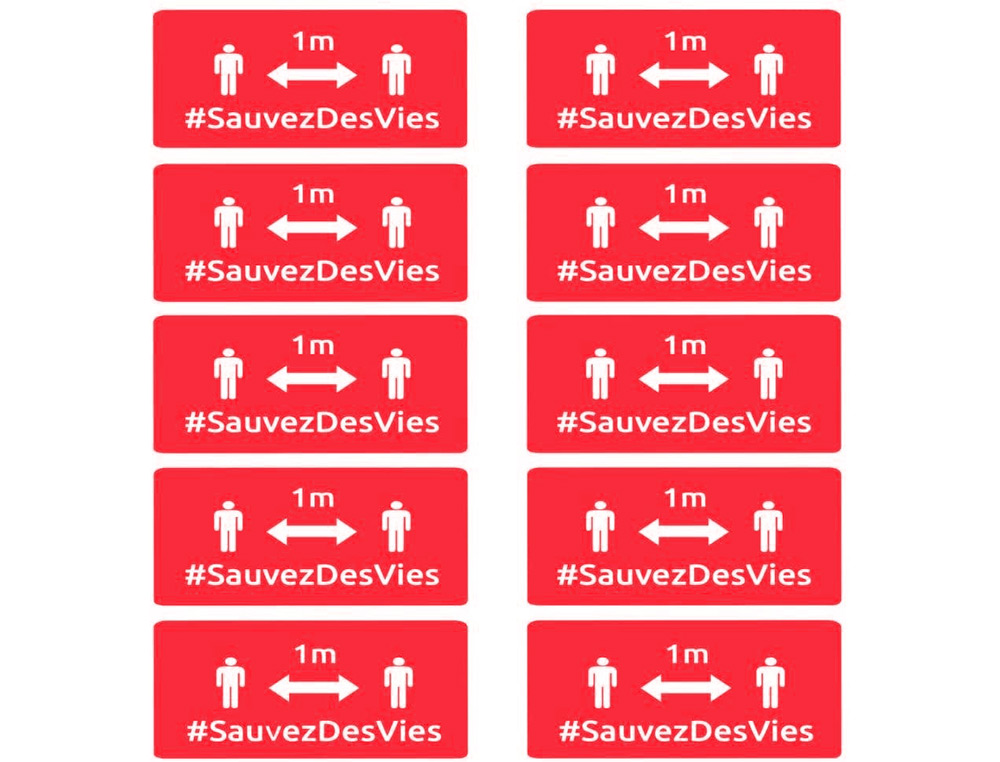 BADGES ADHESIFS AVERY DISTANCE 80X50 ROUGE LOT DE 20