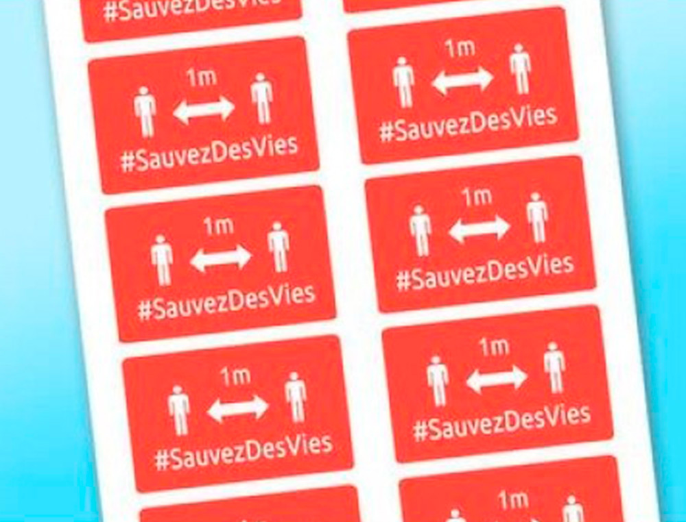 BADGES ADHESIFS AVERY DISTANCE 80X50 ROUGE LOT DE 20