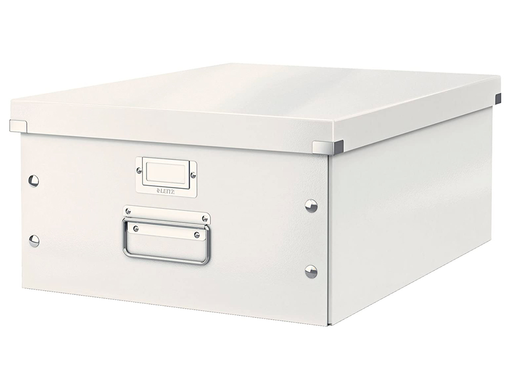 BOÎTE ARCHIVES ESSELTE CLICK&STORE WOW POLYPROPYLÈNE LAMINÉ 369X200X482MM FORMAT LARGE POIGNÉE TRANSPORT COLORIS BLANC