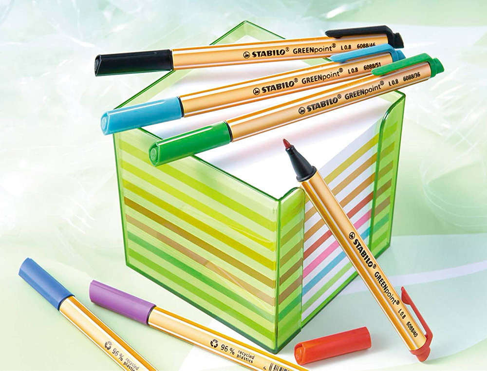STYLO-FEUTRE STABILO GREENPOINT PLASTIQUE RECYCLE ECRITURE MOYENNE 0,8MM POINTE MULTIFONCTION COLORIS VERT