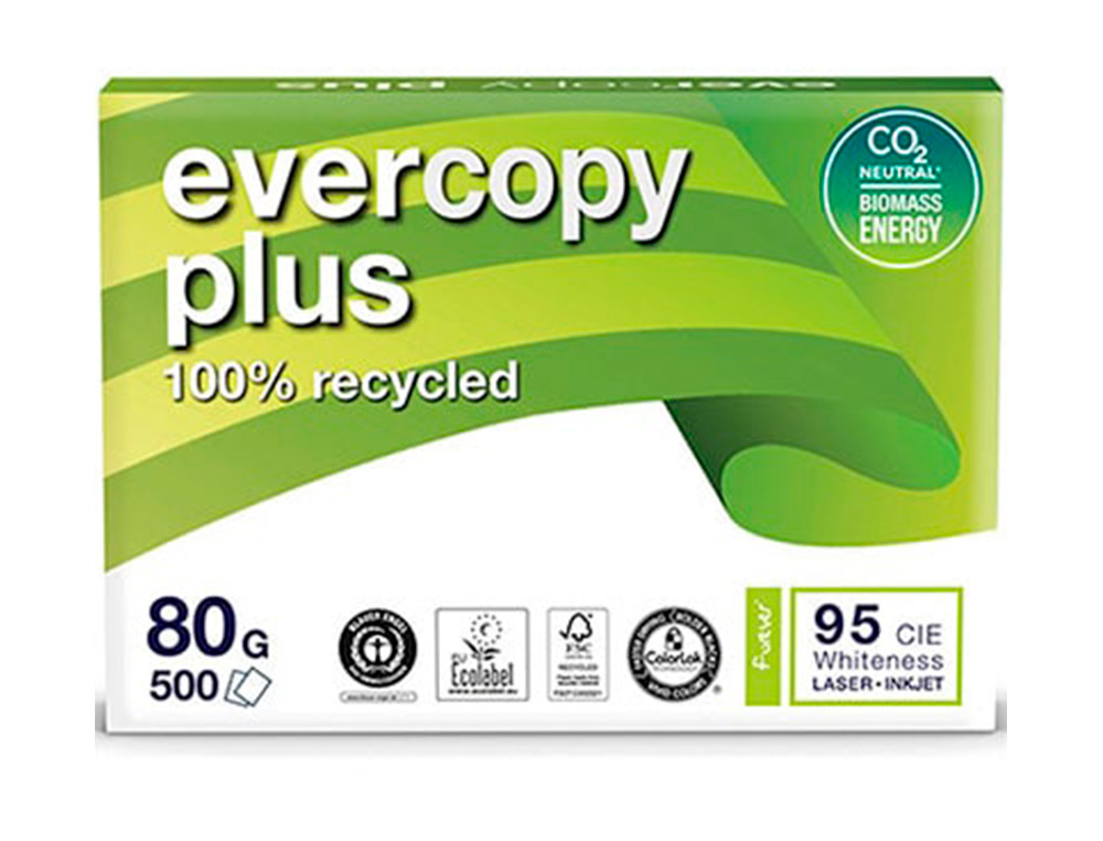 PAPIER CLAIREFONTAINE BLANC 100% RECYCLE MULTIFONCTION EVERCOPY A4 80G/M2 BLANCHEUR 95 CIE