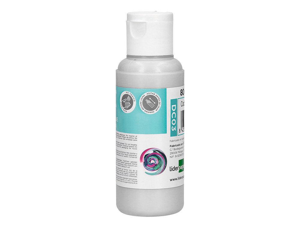 PEINTURE ACRYLIQUE LIDERPAPEL COLORIS BLANC BOUTEILLE 80ML