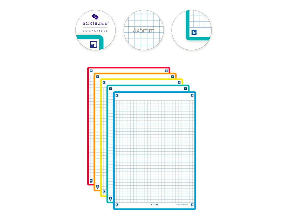 FICHES BRISTOL OXFORD REVISION 2.0 A5 PERFOREE 32 FICHES/FILM Q5X5 CARTON ASSORTI