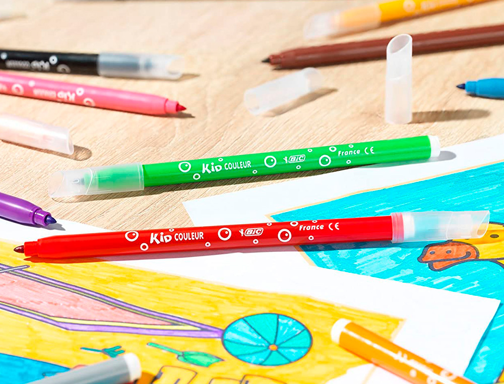 FEUTRES DE COLORIAGE BIC ENCRE ULTRA LAVABLE. POINTE   DE 1 MM. D COR FANTAISIE. POT DE 36 UNIT S