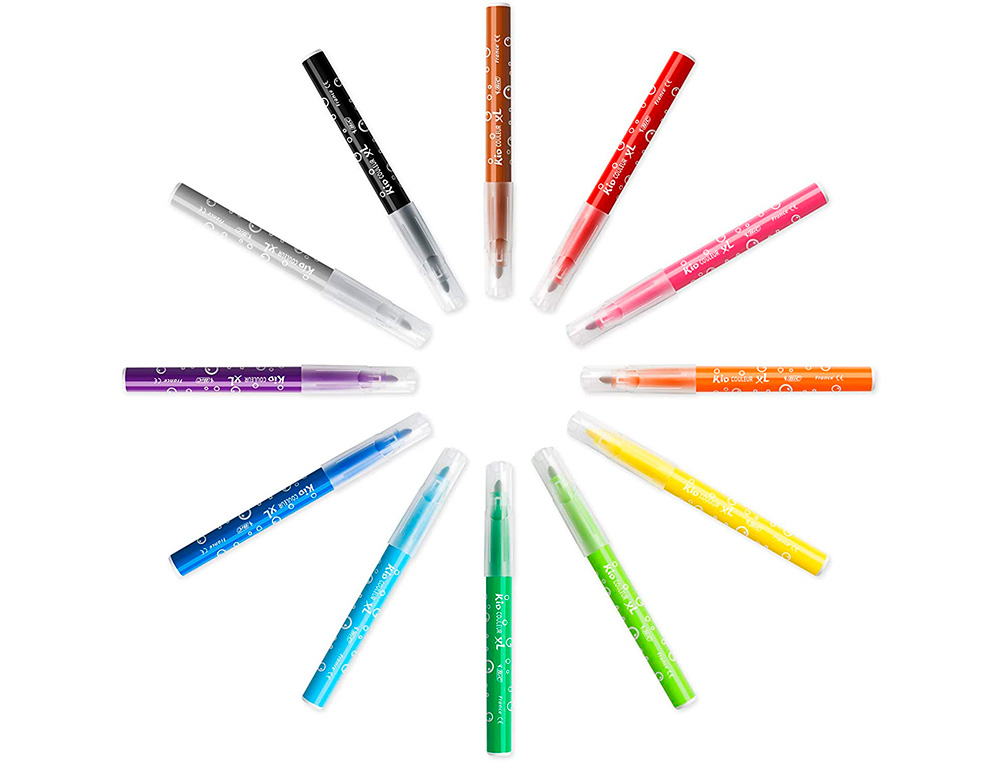 FEUTRE DE COLORIAGE BIC KID COULEUR XL - CORPS LARGE POINTE LARGE 12 COULEURS ASSORTIES - (A PARTIR DE 3