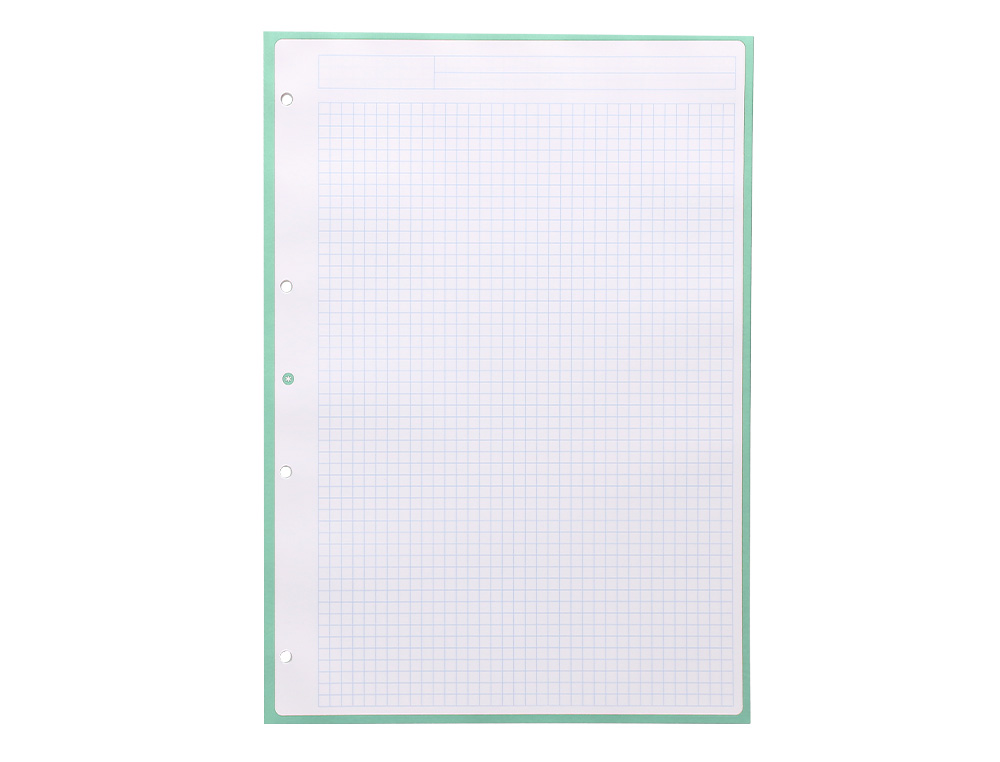 FEUILLET MOBILE ANTARTIK A4 80FEUILLES 90G QUADRILLAGE 5MM  4 TROUS BORD COLORIS MENTHE
