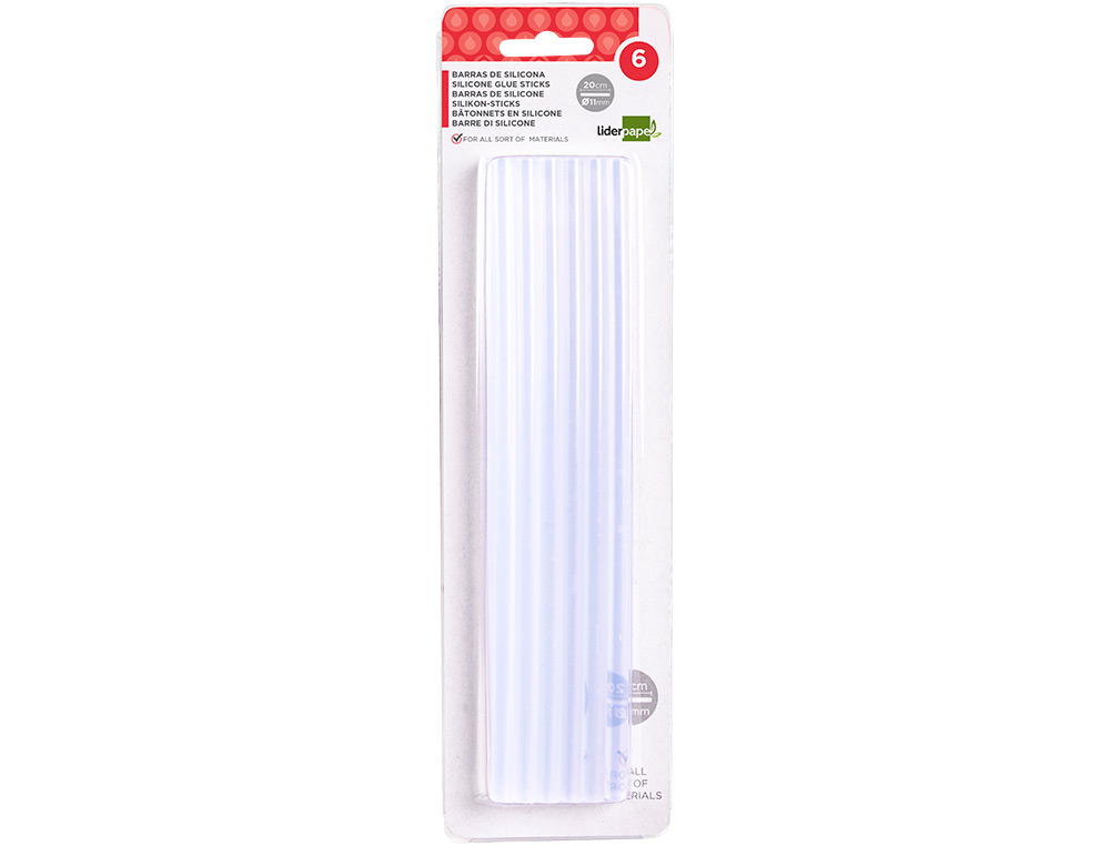 BATON DE COLLE LIDERPAPEL POUR PISTOLET A COLLE 11X200MM BLISTER DE 6 UNITES
