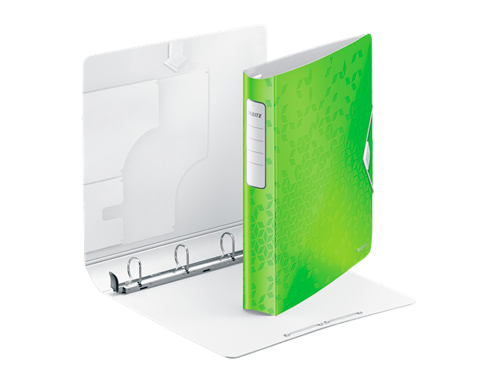 CLASSEUR LEITZ WOW 4 ANNEAUX A4 COLORIS VERT DOS 30MM