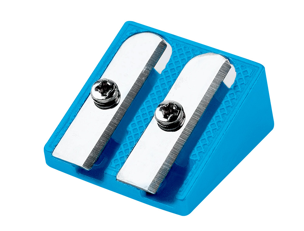 TAILLE-CRAYON LIDERPAPEL METALLIQUE 2 USAGES COLORIS BLEU