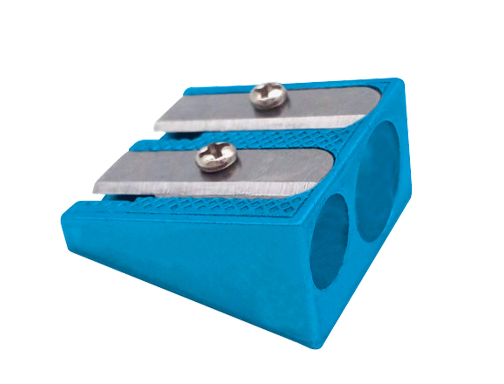 TAILLE-CRAYON LIDERPAPEL METALLIQUE 2 USAGES COLORIS BLEU