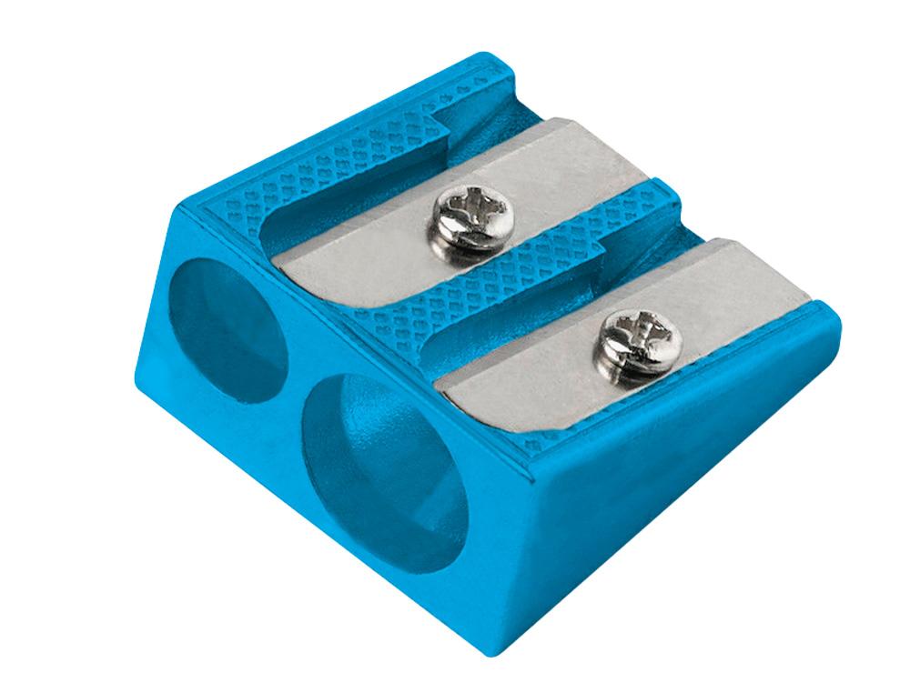 TAILLE-CRAYON LIDERPAPEL METALLIQUE 2 USAGES COLORIS BLEU
